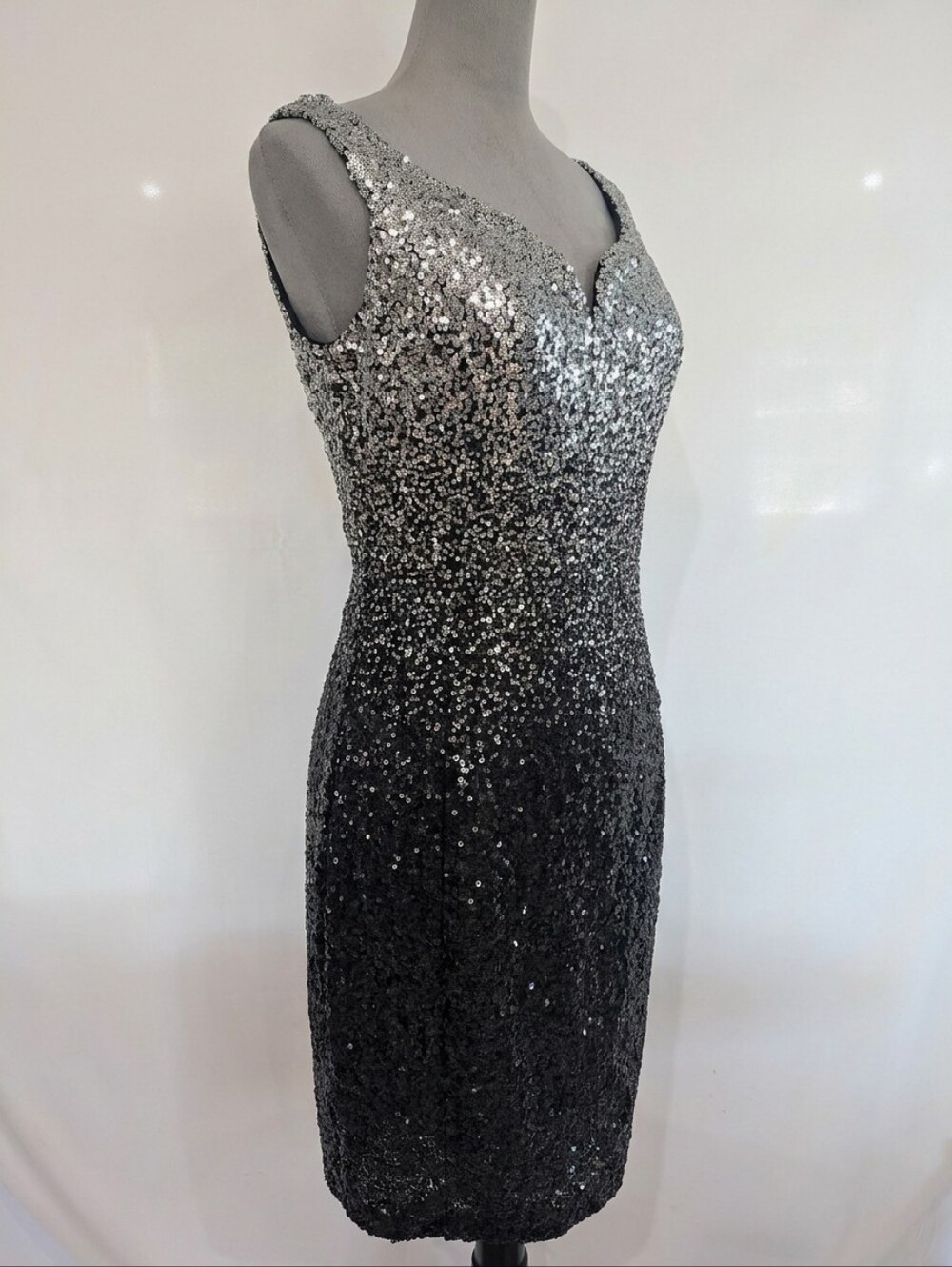 Nikibiki XL Black Silver Sequin Ombré Cocktail Party Dress
